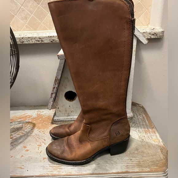 Born Womens Bitsy Tall Brown Leather Boots Size 8 - Picture 1 of 9